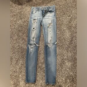 American Eagle Distressed Jeggings Skinny Jeans Size 0 Regular